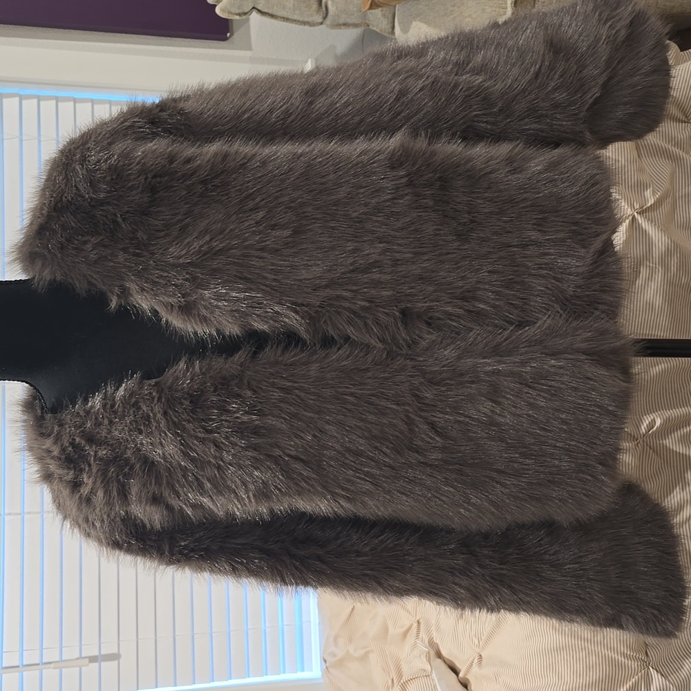 Faux fur gray coat!